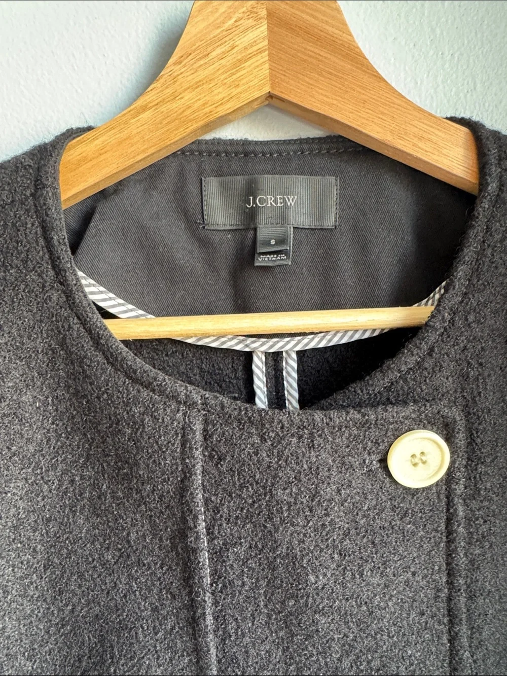 J Crew Womens Black Boiled Wool Military Style Pea Coat Size S Jacket Classic